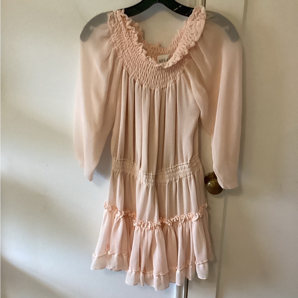 MISA off the shoulder light pink dress